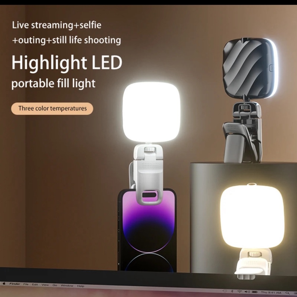 Selfie Light LED High Power Clip-on Phone Light with Adjustable Stand - Picture 2 of 5